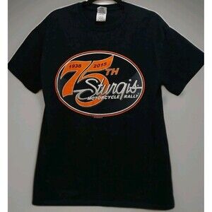 Sturgis 75th Rally T-Shirt M Black 2015 Cuts for Cancer Skull Double Sided Biker
